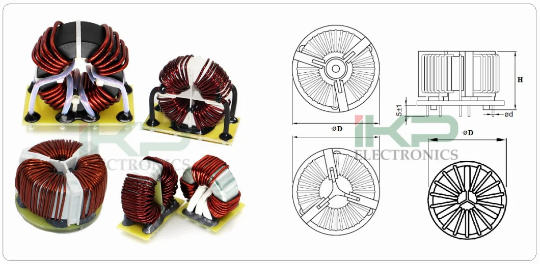 Ikp modificó el diverso tipo bobinas de las especificaciones para requisitos particulares V/H/SMD de obstrucción comunes del modo del centro magnético