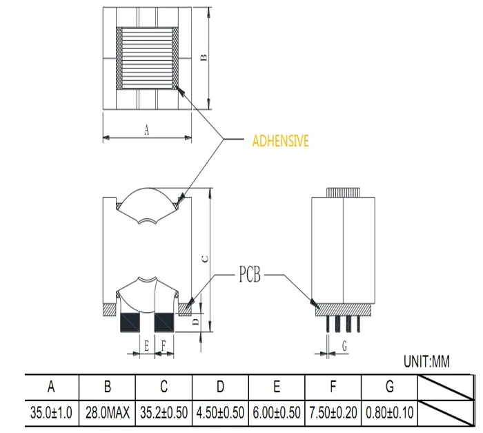 CE/SGS/BV/RoHS Transformador de alta frecuencia de cable plano de cartón de potencia Ikp