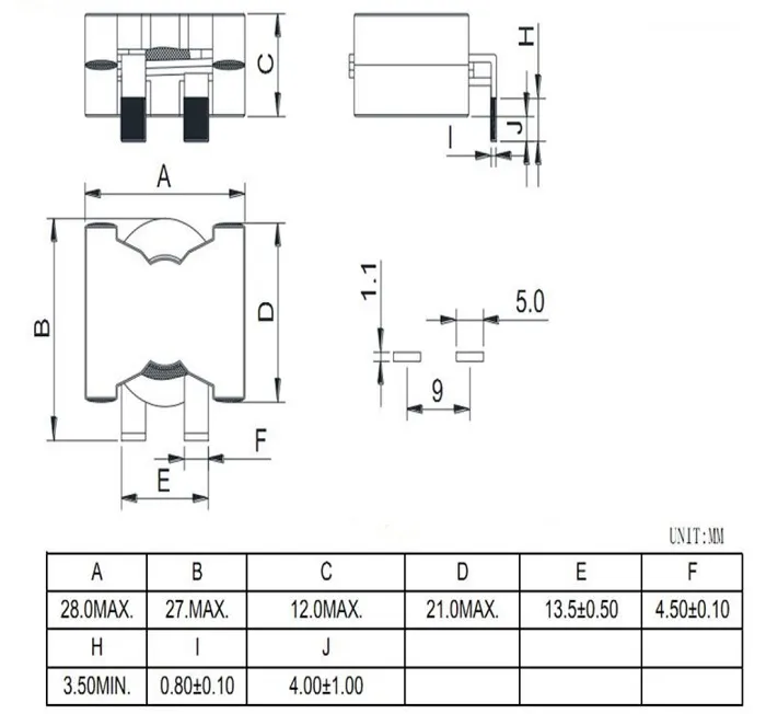 Iluminación de potencia Ikp Cartón de cobre Inductor de alambre plano bobina de estrangulamiento