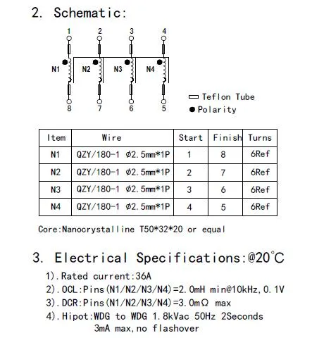 Inductor de estrangulamiento de modo común de fase 4 2mh 36A personalizado