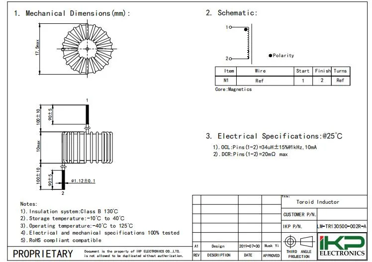Inductor de estrangulamiento de modo común toroidal para supresión del ruido de la línea