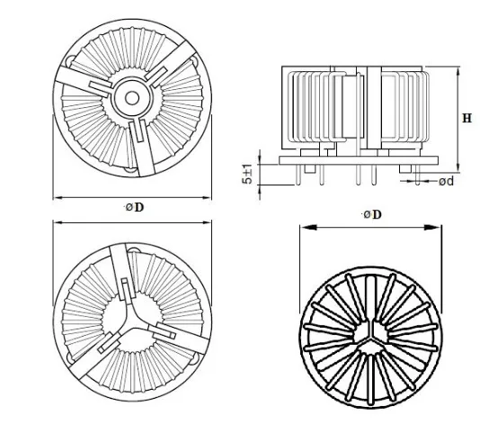 Inductor OEM/ODM Ikp-Elec Cartón de modo común bobina de alambre plano de estrangulamiento