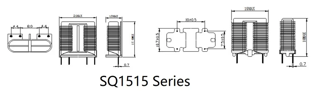 Sq1515 serie de alambre plano de modo común bobinas de estrangulamiento para EMI/EMC