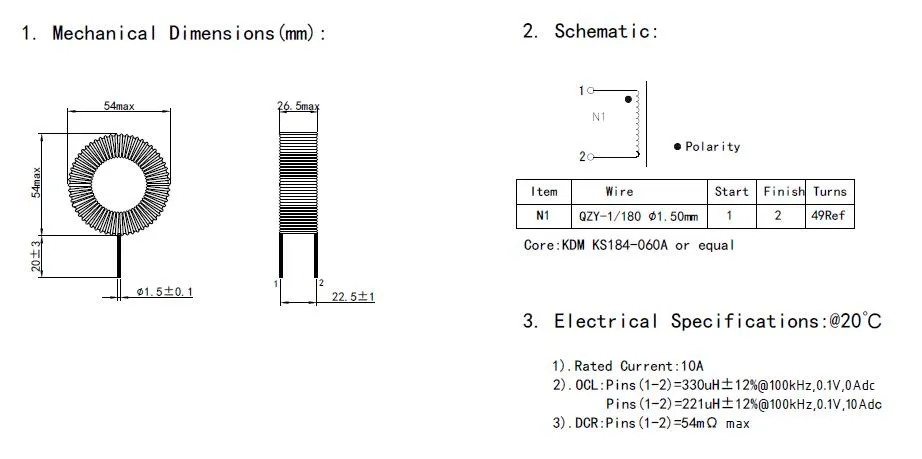 Ikp Electronics de China produce una bobina de estrangulamiento de modo diferencial vertical, con certificación UL/Ce/RoHS