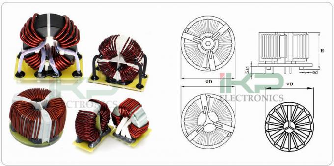Tipo horizontal de estrangulamiento de línea eléctrica de modo común con núcleos dobles Mn-zn