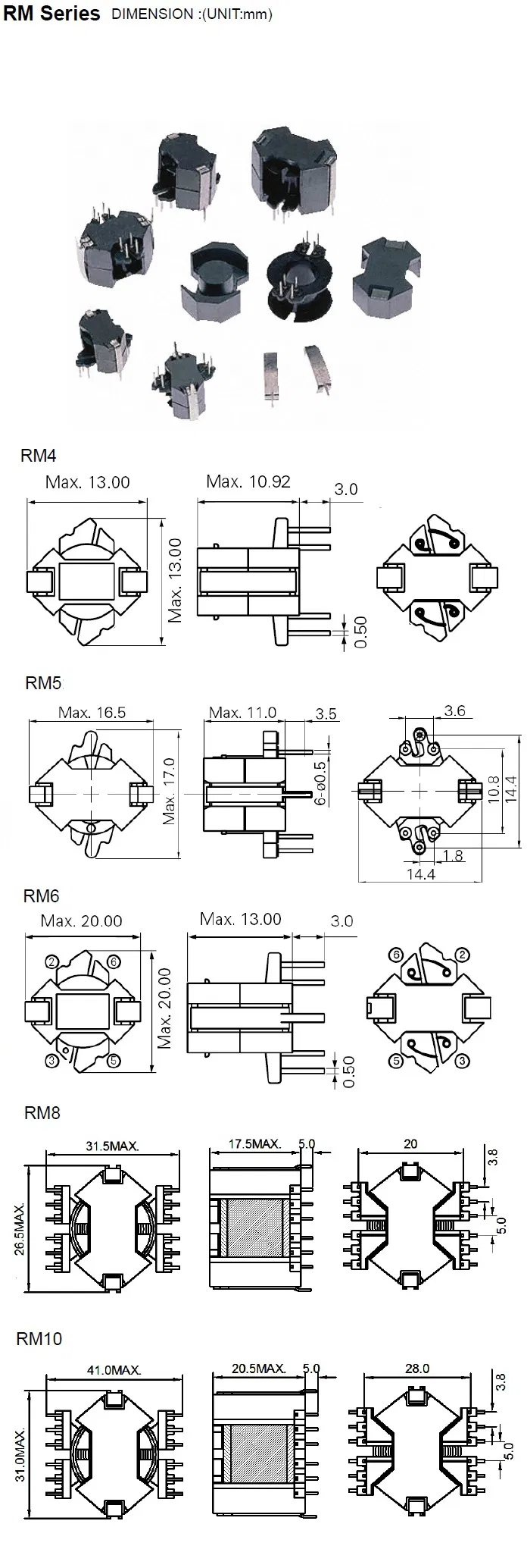 RM4/5/6/7/8/9/10/12/13/14 Transformador de alta frecuencia automático de China