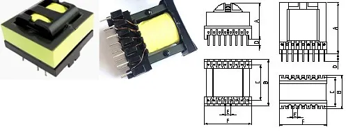 Transformador de alta frecuencia horizontal tipo Etd para fuente de alimentación de seguridad