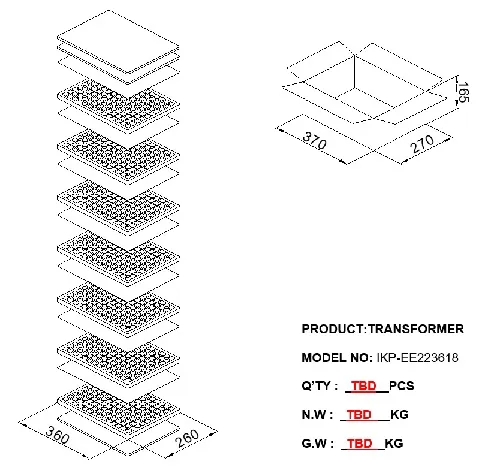 Transformador de alta frecuencia tipo SMD Eel22 con cables volantes