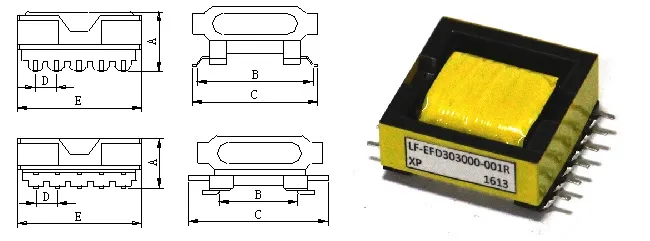 Transformador de potencia de alta frecuencia tipo Efd30 para energía solar