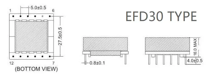 Transformador de alta frecuencia de tipo Efd30 SMD con certificados Ce/UL/SGS/Reach