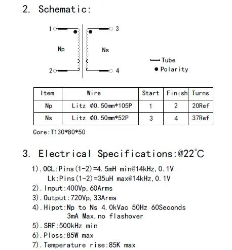 Transformador toroidal de núcleo amorfo de alta frecuencia, certificado UL/CE/RoHS