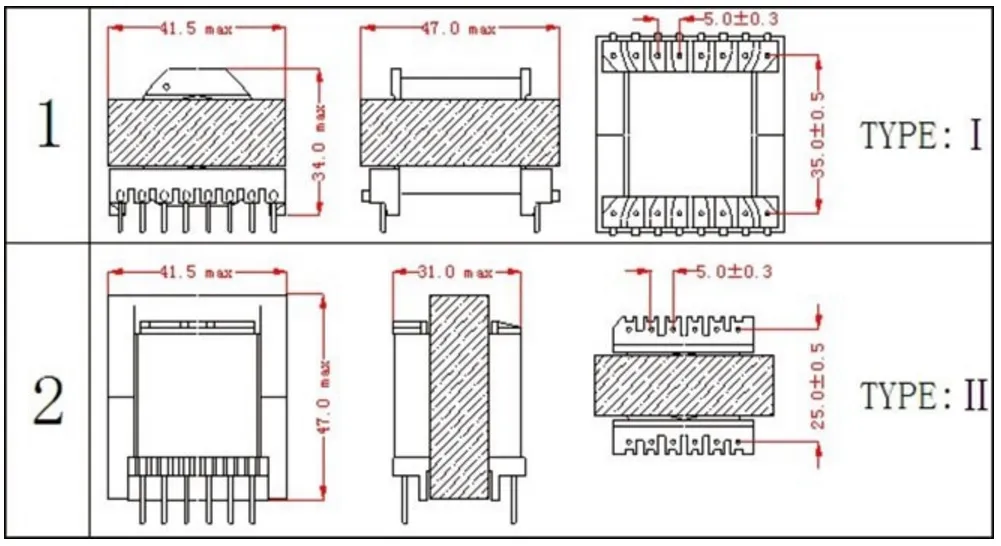 Transformador fotovoltaico de alta frecuencia de fase única personalizado para energía solar (Ec4953-60V-60A)