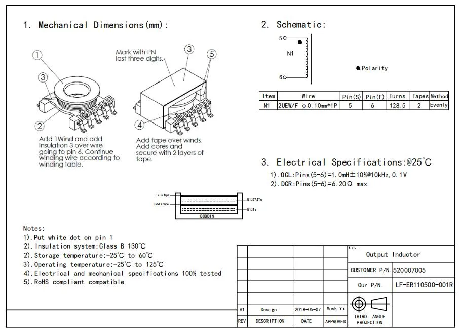 Transformador de potencia flyback SMT SMD SMPS